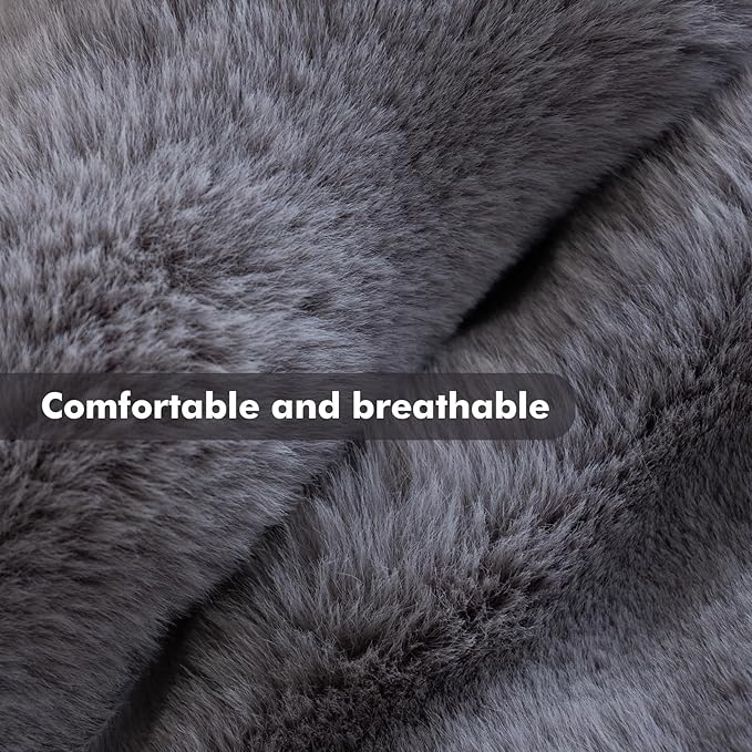 LiveGo Fuzzy Calming Dog Sofa Bed Mat, Washable Plush Couch Cover for Dog, Furniture Protector Pet Sofa Mat for Dogs and Cats, Fluffy Dog Couch Bed with Anti-Slip Bottom (Gray, 29.5"*29.5")