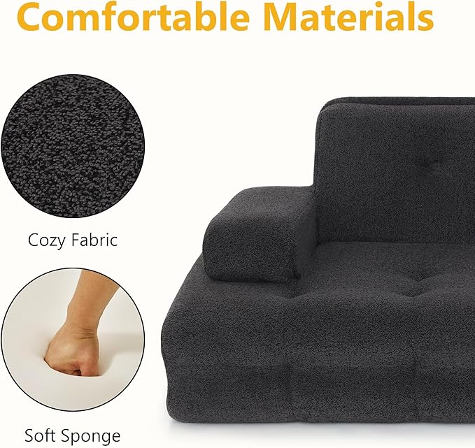 Lovupet Dog Sofa Bed for Medium Breed, Dog Couch Sleeping Bed with Anti-Slip Bottom, PS579 (Black)