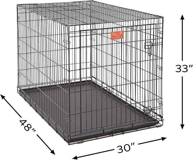 MidWest Homes for Pets XL LifeStages Single Door 48-Inch Folding Dog Crate, Enhanced Security, Includes Leak-Proof Pan, Divider Panel, Handle, Rubber Feet