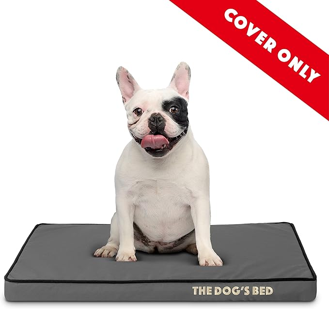The Dog's Bed Replacement Outer Cover ONLY (Outer Cover ONLY - NO Bed, NO Waterproof Inner) for The Dog's Bed, Washable Oxford Fabric, Small 2 Inches (Grey with Black Piping)