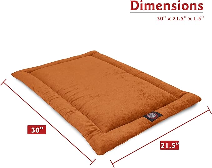 Majestic Pet Orthopedic Memory Foam Dog Crate Mat - Plush Pet Bed Pad for Crates & Kennels | USA Crafted | 30"x21" Villa Orange