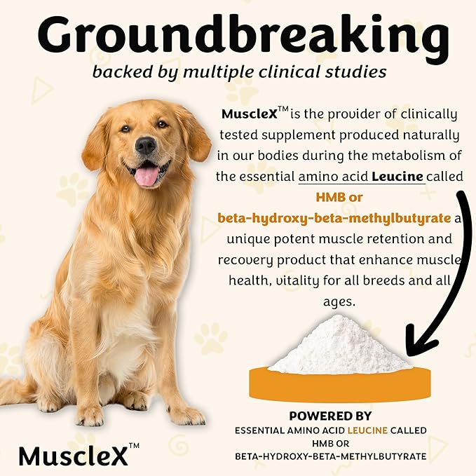 MuscleX™ Canine Muscle Formula Cats & Small Dogs with 300mg CaHMB & Vitamin D3 - Natural Muscl Building Formula-Helps Reduce Muscle Loss Due to Normal Aging & Improves Recovery from Injury(270 Caps)