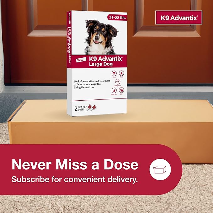 K9 Advantix Flea, Tick & Mosquito Prevention for Dogs 21-55 lbs. | Flea Drops for Large Dogs | Apply Monthly | 2 Treatments (Pack of 2)