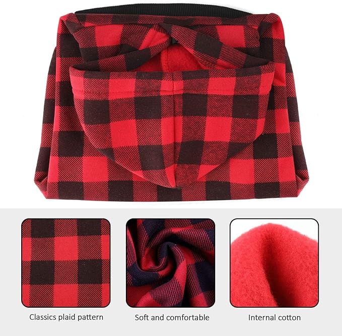 Plaid Dog Hoodie Sweatshirt Sweater for Small Dogs Cat Puppy Clothes Coat Warm and Soft(S)