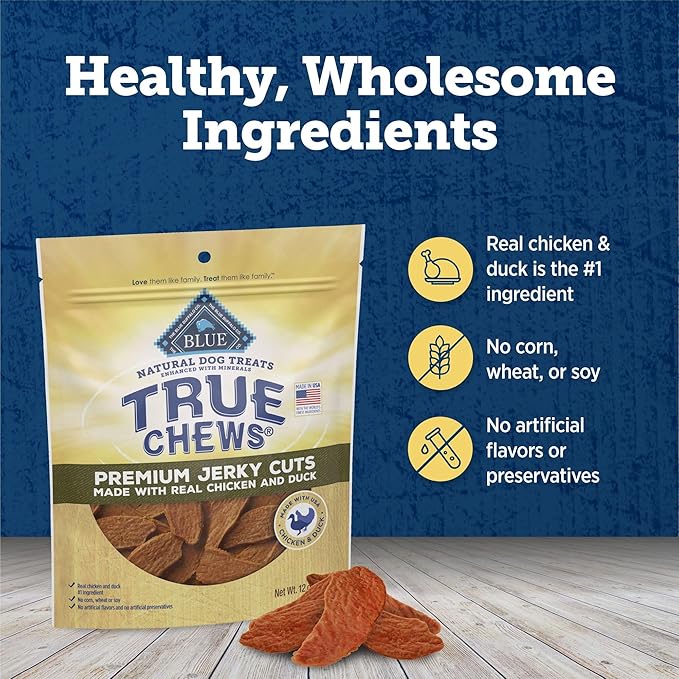 Blue Buffalo True Chews Premium Jerky Cuts Natural Dog Treats, Duck 12 oz