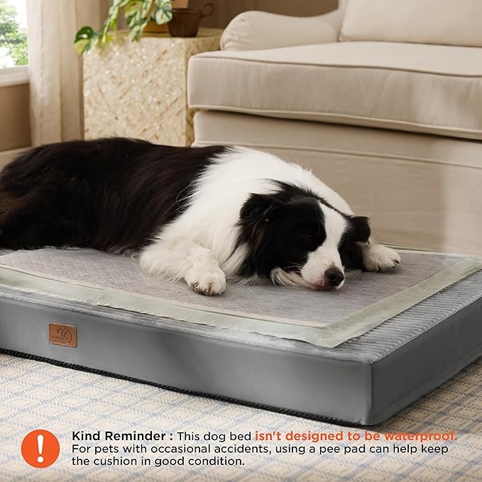 Bedsure XXL Dog Bed for Crate - Extra Large Orthopedic Pet Beds with Removable Machine Washable Cover, NOT Waterproof Egg Crate Foam Puppy Pad, Suitable for Pet Up to 100 lbs, 47"x29"