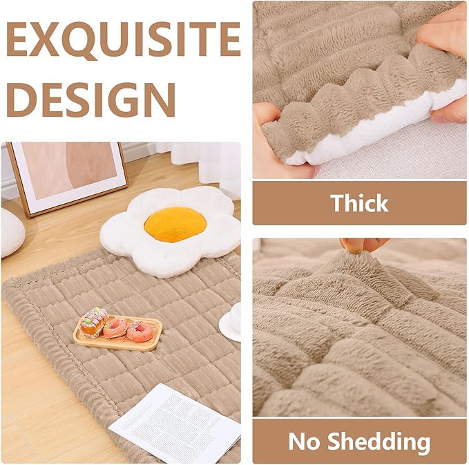Smiry Couch Cover for Dogs Washable, Non Slip Fuzzy Pet Couch Covers for 3 Cushion Sofa Pet Friendly, Thick Soft Sofa Slipcovers Cushion Protector (Khaki, 27.6" x 59")