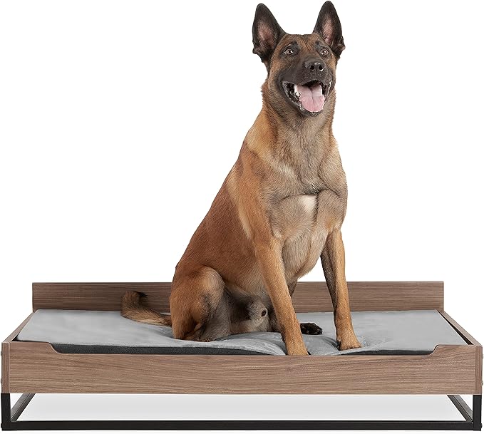 Milo TailZzz Wooden Dog Bed & Couch with Water-Resistant Mattress, Large to Extra Large Elevated Pet Bed with Calming Mattress, Greenguard Gold Certified