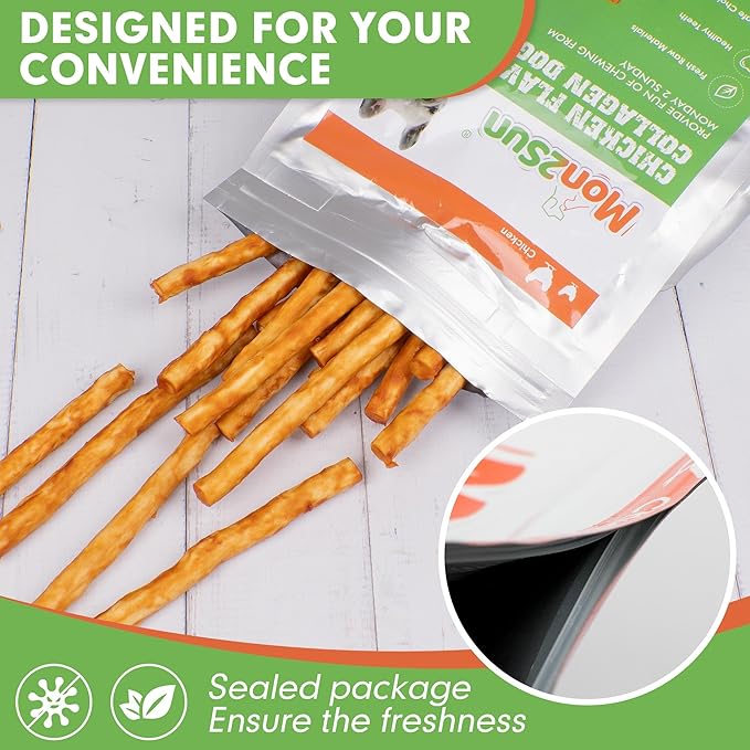 MON2SUN Chicken Collagen Sticks for Dogs, 5 Inch Teeth Cleaning Collagen Chews for Small Dogs (Chicken Flavored),Healthy Snacks, 21.16oz (75 Count-Pack of 1)