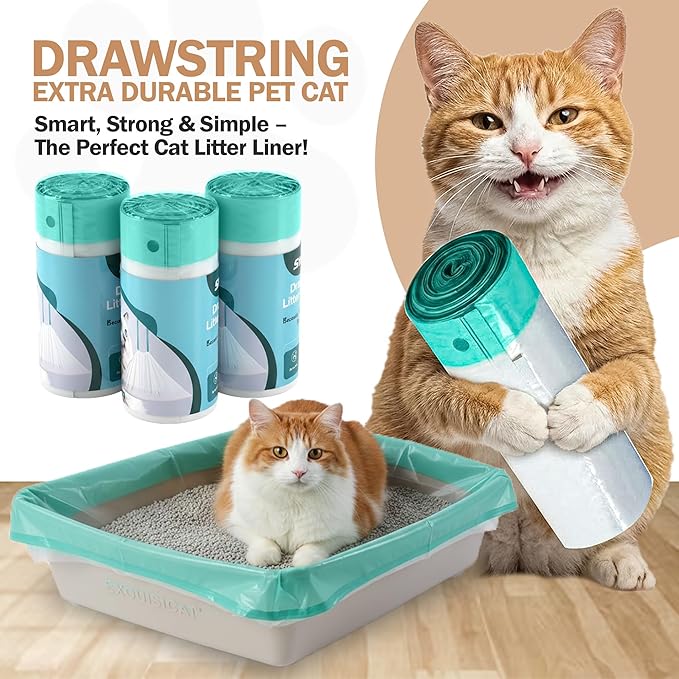 50 Count Large 36x19 Cat Litter Liners for Litter Box – Cat Litter Liners - Leak Proof & Tear Resistance - Heavy Duty Drawstring Design for Easy & Mess-Free Cleaning
