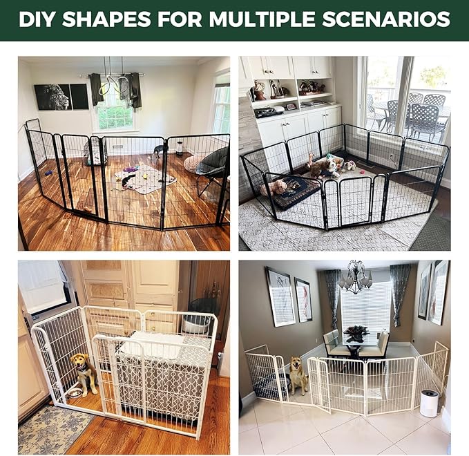 FXW Homeplus Unleashed Indoor Dog Playpen - Stress-Free and Safe Play, Heavy Duty 45 Inch 8 Panels with Playpen Camera Mount for Large Dogs, Black│Patented