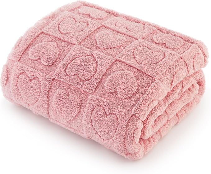 Bedsure Dog Blanket for Medium Dogs Washable - Fluffy Fuzzy Puppy Cat Blanket with Premium 300GSM Coral Fleece Soft for Pet Kitten Doggy, Pink, 30x40IN