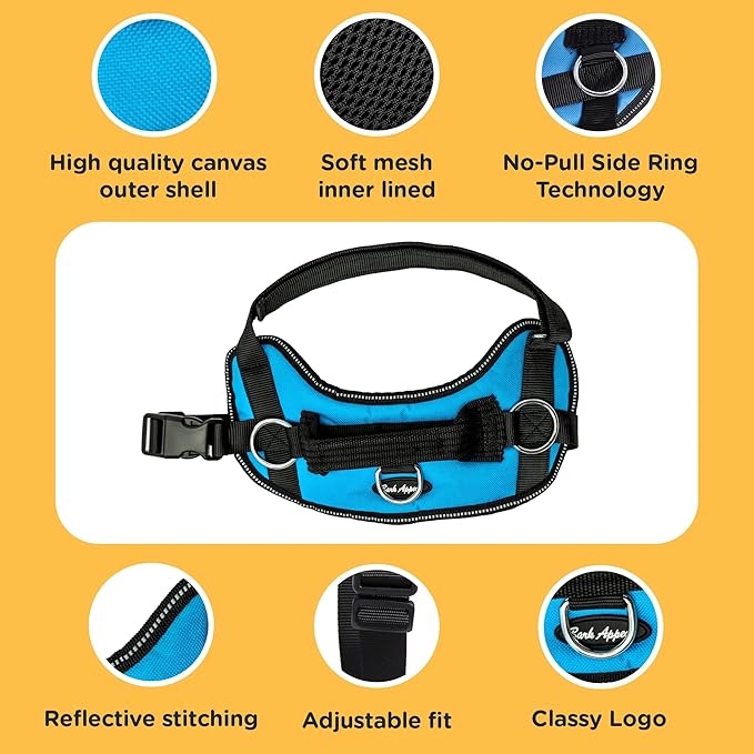 Bark Appeal Purple No-Pull Dog Harness for XS to Small Sized Pets – Adjustable, Reflective Vest with 3 Leash Clips for Added Control, Easy Walks & Training – Small