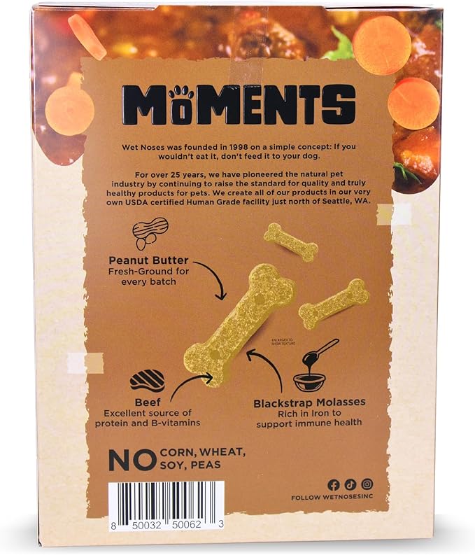 Wet Noses Moments Non-GMO Beef Stew Bone Crunchy Dog Treats - 14oz | No Corn, Wheat, Soy or Peas, Made with 8 Simple Ingredients