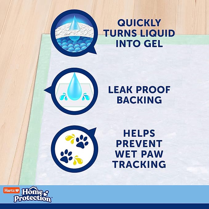 Hartz Home Protection Unscented Dog Pads, 50 count, Super Absorbent & Won't Leak, Odor Eliminating