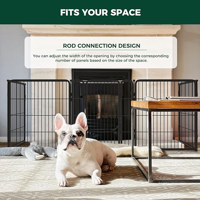 FXW Dog Gate Extra Wide Designed for Indoor Use, Adjustable Width Up to 165-inch Wide (32" H 6 Wire Panels for Small and Medium Dogs), Black