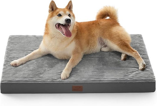 Bedsure Dog Beds Large Sized Dog- Orthopedic Pet Beds for Crate with Removable Machine Washable Cover, NOT Waterproof Egg Crate Foam Puppy Pad, Suitable for Pet Up to 50 lbs, 35"x22"