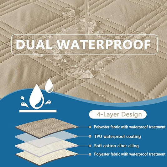 hyha Waterproof Dog Blanket, Reversible Pet Bed Blanket, Soft Sofa Couch Cover for Dogs Washable, Waterproof Pet Couch Covers for Sofa Puppy Cats Furniture Protector(82"x120", Taupe/Beige)