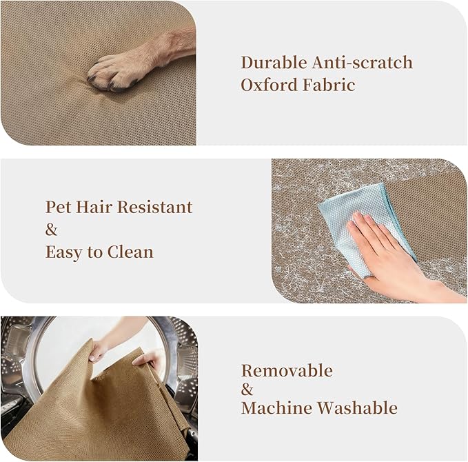 Elevated Dog Bed for Large Dogs, Washable Raised Cot with Skid-Resistant Feet, Waterproof Cooling Dog Beds with Oxford Cloth, Indoor/Outdoor Use, Khaki 50in