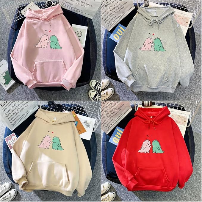 Women Girl Hoodies Cute Cat Ear Novelty Printed Pullover Sweatshirt