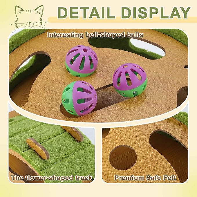GLIDESMOOTH Interactive Cat Toy Puzzle Toys for Indoor, Felt Maze Box, Cat Toys, Mental Stimulation and Entertainment, Circle, Green, 1 Set