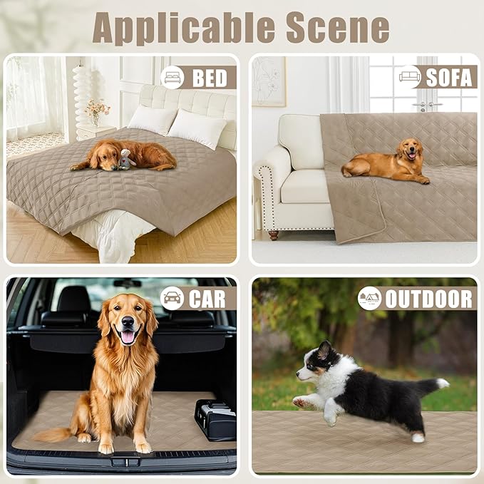 Smiry Waterproof Dog Bed Cover Blanket 30x70, Soft Reversible Pet Blanket, Washable Leakproof Cats Dogs Couch Cover for Sofa, Couch, Furniture, Lattice, Taupe/Taupe