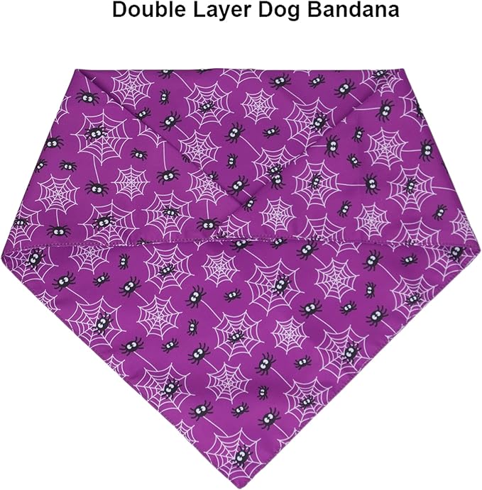 ADOGGYGO 2 Pack Halloween Dog Bandanas, Reversible Triangle Dog Scarf Accessories Halloween Bandanas for Large and Extra Large Dogs Pets (X-Large)