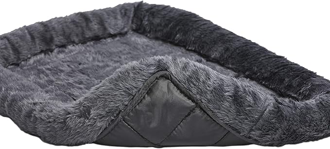 New World Dog Bed – Gray Faux Fur Bolster, Ultra-Soft and Machine Washable, Fits 42-Inch Crates and Carriers, for Large Sized Breeds