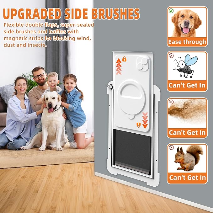 MIAOTONG Cat Door for Wall,Upgraded Sealing Dog Door for Wall, Double Flap Doggy Door,Steel Frame and Telescoping Tunnel Dog Door and Cat Door(Pets Up to 12 Lb) -Small