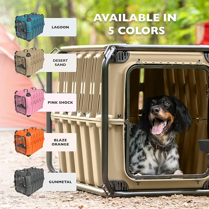 Mammoth Guardian Dog Kennel 36" Heavy Duty Travel & Outdoor Crate for Puppies, Small, Medium & Large Dogs, Secure 3 Bolt Lock, Adventure Ready for Hunting, Camping & Offroad – Pink Shock