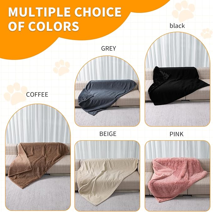 Brown Dog Blanket Waterproof Calming Pet Blankets Fluffy Long Faux Fur Pets Couch Throw Blankets for Cat Love Bed Cover Washable(Brown,M-57x40in)