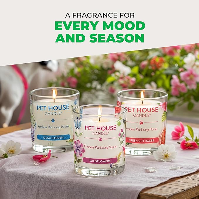 One Fur All Pet House Christmas Candles, Long Lasting, Clean Burning, Soy Wax Scented Pet Friendly Candles for Odor, Gingerbread Cookies, 2 Pack