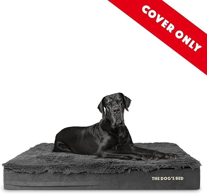The Dog's Bed Replacement Outer Cover ONLY (Outer Cover ONLY - NO Bed, NO Waterproof Inner) for The Dog's Bed, Washable Oxford Fabric, XXL 6 Inches (Grey Faux Fur)