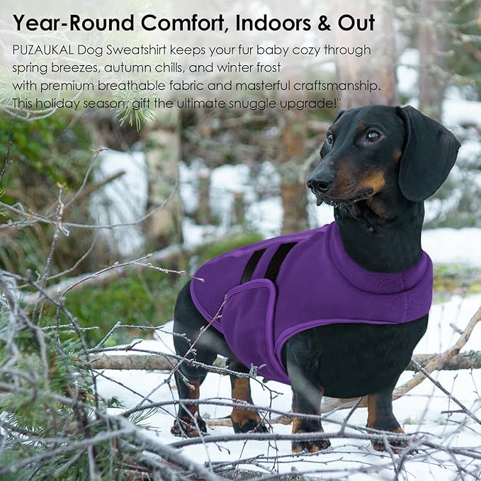 Dog Sweater,Adjustable Dog Sweaters for Small, Medium and Large Dogs Boys Girls, Dachshund Chihuahua Fleece Dogs Sweater(Purple,XL)
