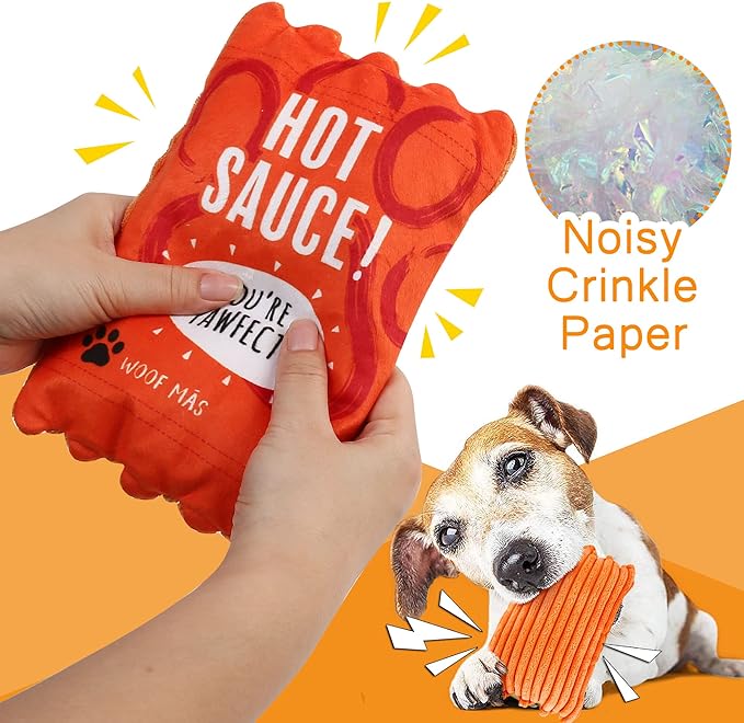 Prime Pets Plush Dog Toys Set, 3 Pack, Crinkle Squeaky Dog Toys, Food Shaped Pet Toy for Small Medium Large Dogs, Stuffed Puppy Chew Toy