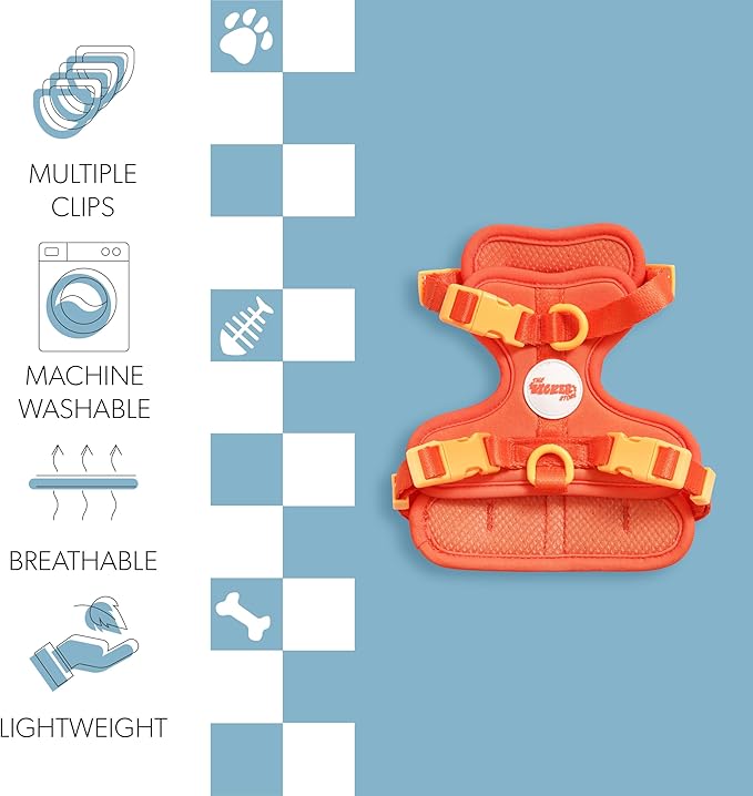 HNS1000A Arlo Extra Small Adjustable Soft Padded No Pull Pet Harness with 3 Buckles and 3 Leash Clips, Aperol