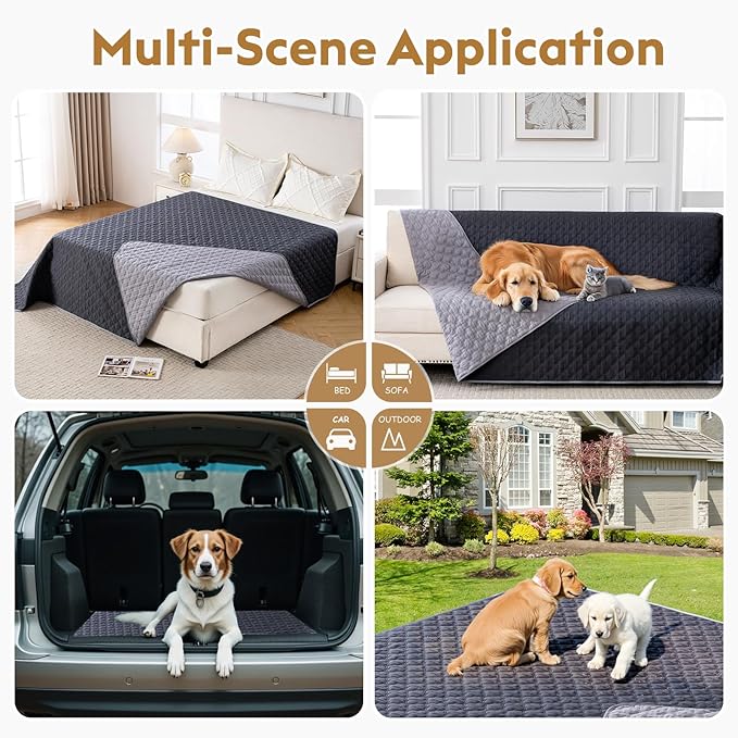 100% Double-Sided Waterproof Blanket, Couch Cover for Dogs Washable, Reversible Dog Bed Cover.(Dark＆Light Grey, 30 X 70 Inch - 1 Pack)