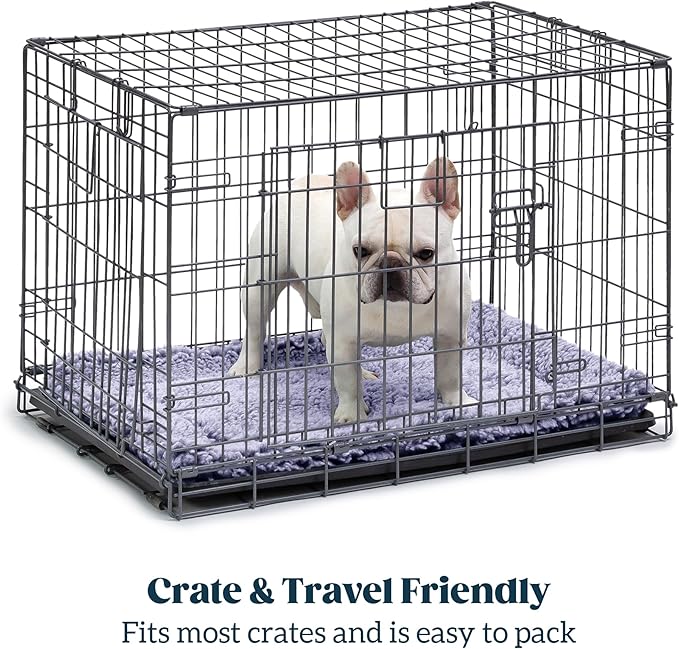 Stoutwool Indestructible Dog Bed - Fluffy Chew Proof Dog Crate Pad - Tough Kennel Pad for Aggressive Chewers - Washable, Ideal for Small Breeds & Fits 24-Inch Crate - 23"x16", Jacaranda
