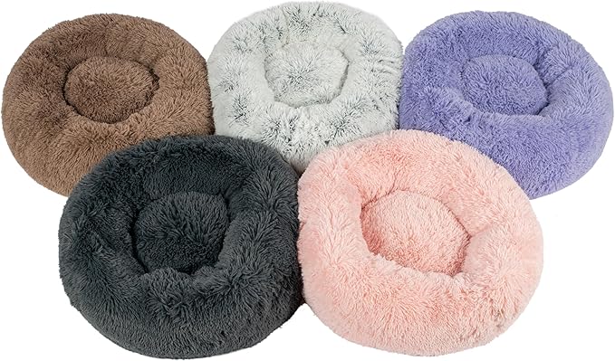 Best Pet Supplies Dog House Bed Crate Mat Tent Indoor Round Soft Plush for Small, Medium, and Large Breeds - Light Warm Gray, 30 x 30 x 8