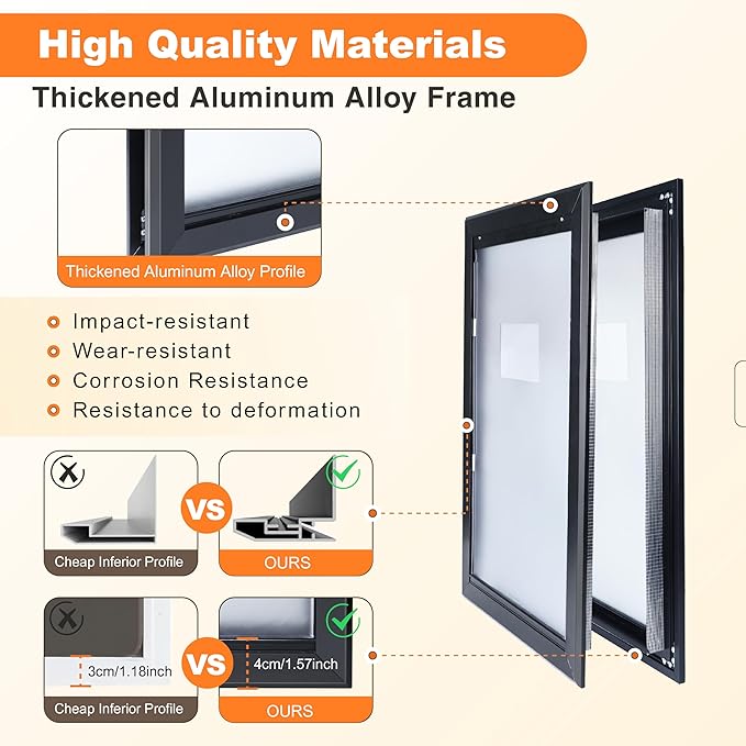 Aluminum Alloy Dog Door, 2 Flap Insulation/Thermal Insulation, Doggy Door for Large Dogs, Closure Panel with Safety Locks