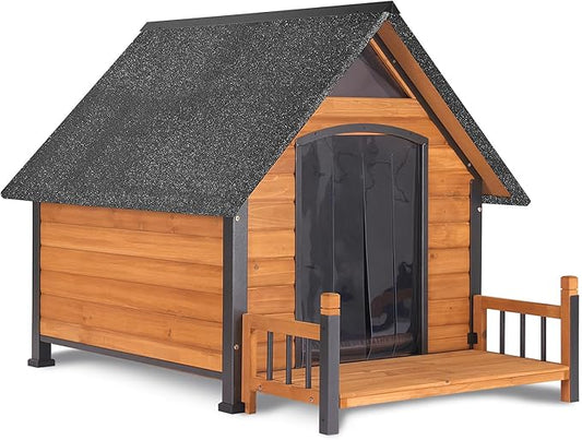 Aivituvin Dog House Outdoor 50.9" Large Dog Kennel with Anti-Bite Metal Frame for Small Medium Large Dogs Weatherproof for Winter