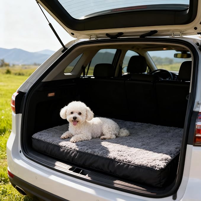 Dog Bed with Waterproof Inner Liner, Removable Cover, Egg Crate Foam Dog Beds, Easy to Clean，45×32Inch，Gray