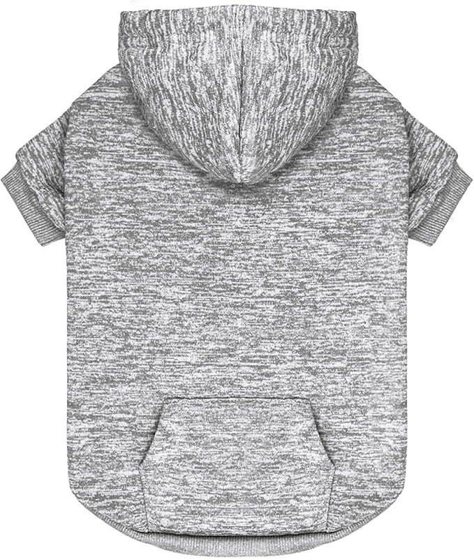 Soft Dog Clothes Sweatshirt with Pocket - Fleece Dog Sweater Hoodie for Small Dogs & Puppies (Grey & XS)