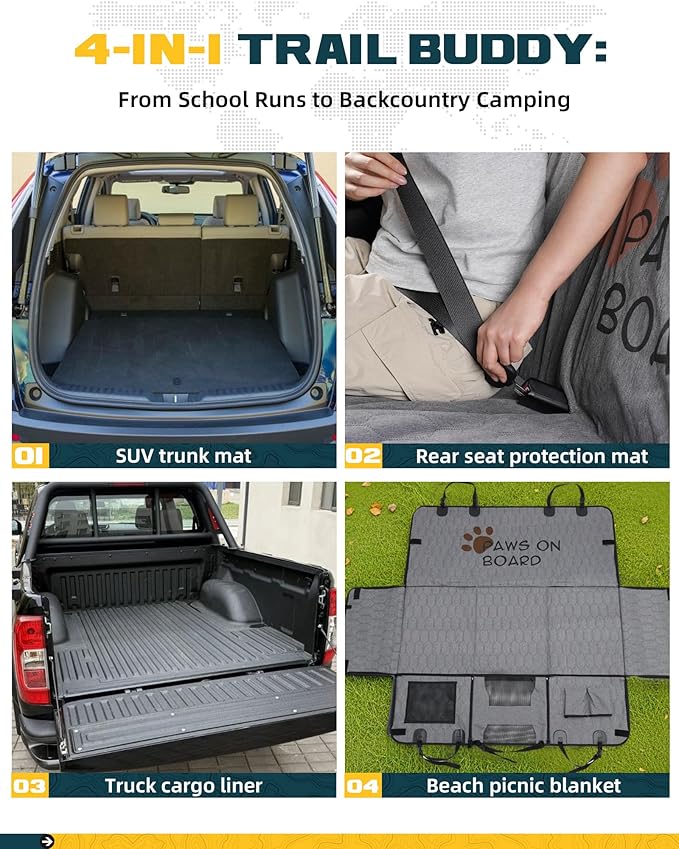 Medium Back Seat Extender for Dogs, Hard Bottom Platform for Cars, SUVs & Mid-Size Trucks, Waterproof – Rigid Back Seat Cover for Dogs