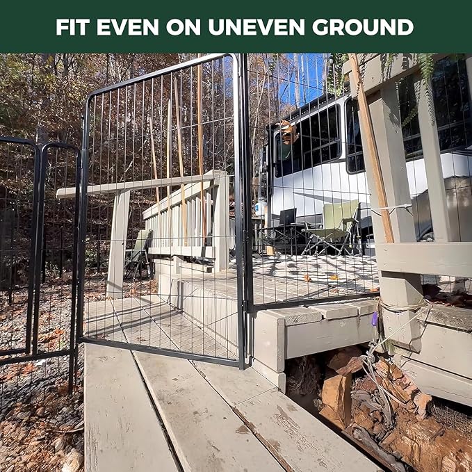 FXW Instant Unleashed Dog Playpen, Portable Pet Fence for Outdoor, RV Trips, and Camping, 24 inch, 48 Panels for Puppy and Small Dogs with RV Step Grid│Patented