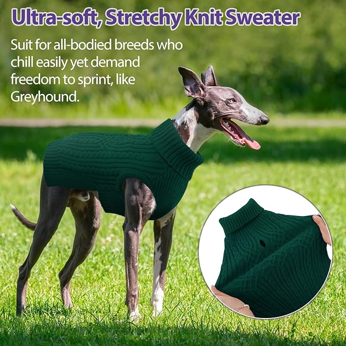 SUNFURA Dog Sweater, Dog Sweaters for Extra Large Dogs Girl Boy, Pet Christmas Sweater Knitwear for Fall Winter, Knitted Sweatshirt for Golden Retriever, Weiner, Great Dane, Green XXL