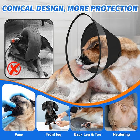 Dog Cone Collar with Soft Padding to Stop Licking, Elizabeth Recovery Collar After Surgery for Large Medium Small Dogs, Comfortable Pet Head Cone Alternative for Neutering Spay Injury(S)