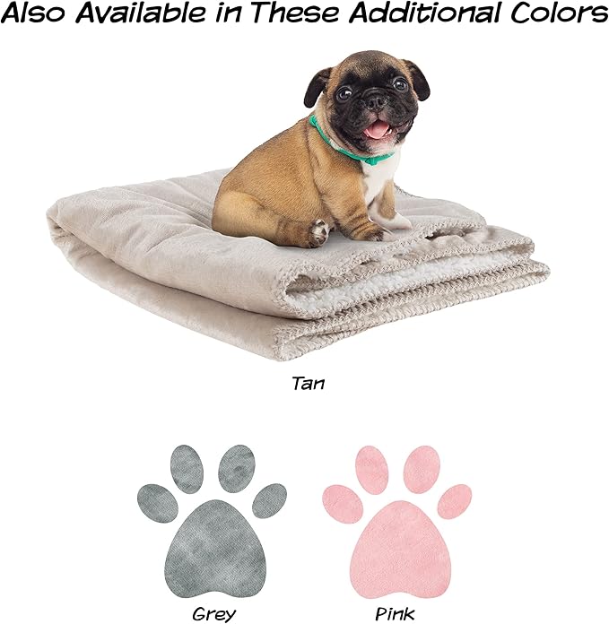 PETMAKER Waterproof Pet Blanket - 30x40-Inch Reversible Sherpa Fleece Throw Protects Couches, Cars, and Beds from Spills, Stains, and Fur (Tan)
