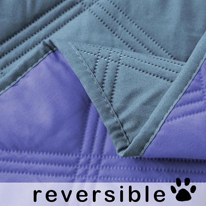 fuguitex Waterproof Dog Blanket Reversible for Small Dogs Resistant Leakproof Washable Couch Cushion Bed Protector Cover for Indoor Furniture Pet Friendly(30"*53",Violet Blue+ Light Blue)