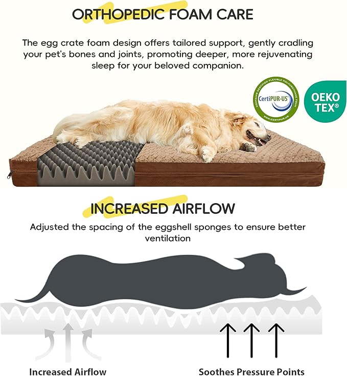 Sytopia Indestructible 44" Dog Bed for Large Dogs – Waterproof, Washable, Removable Cover, Thick Orthopedic Support, Durable Multi- Size Comfort Clearance Indoor Flat Dog Bed